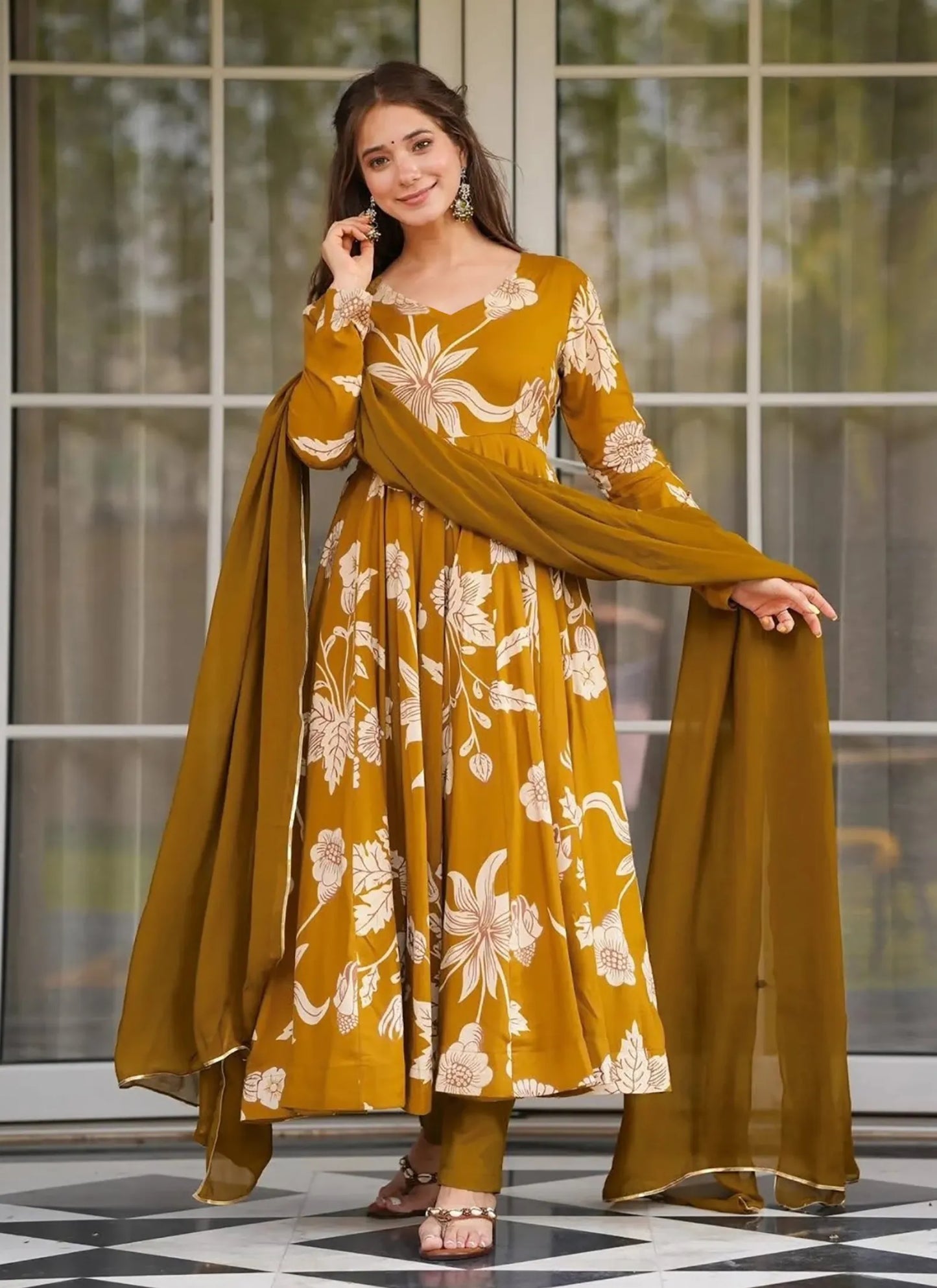 Vaani Anarkali Suit Mustard