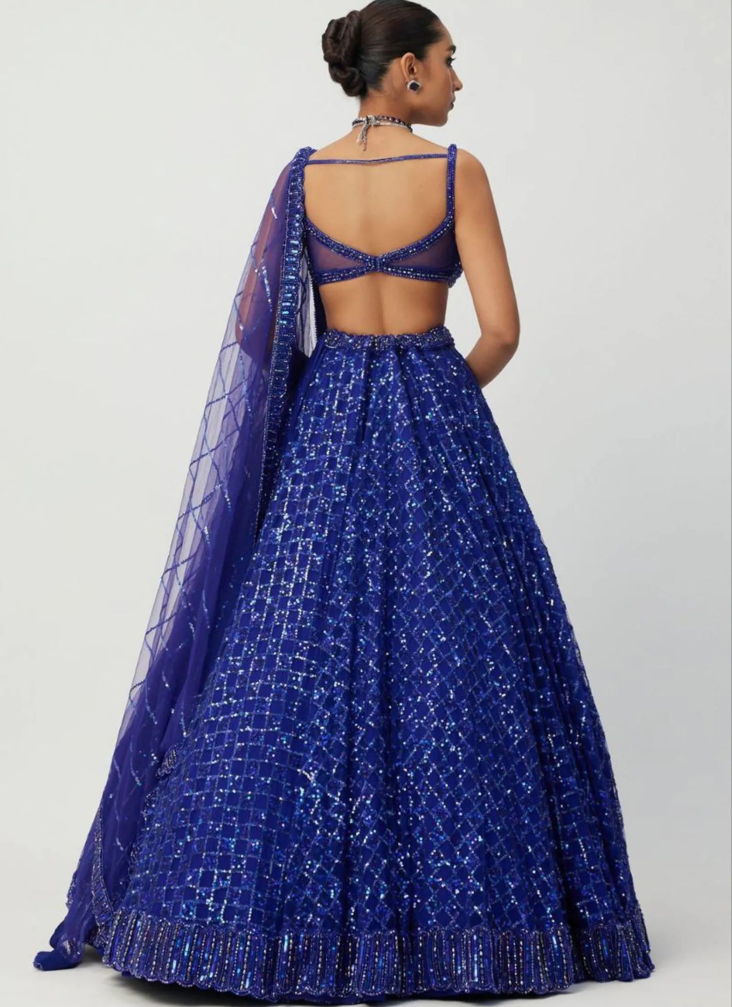 Premium Butterfly Net Lehenga Choli Blue