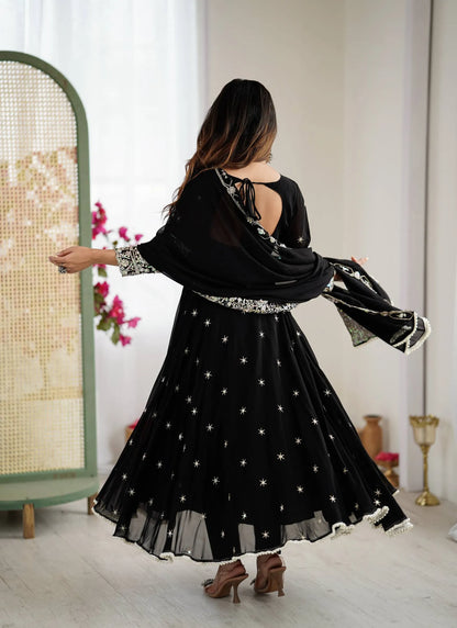 Black Rembo Sequence Designer Anarkali Suit