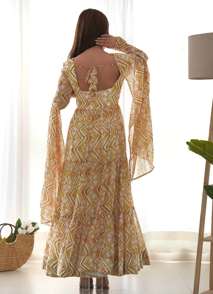 Pure Soft Fox Georgette Anarkali Light Yellow