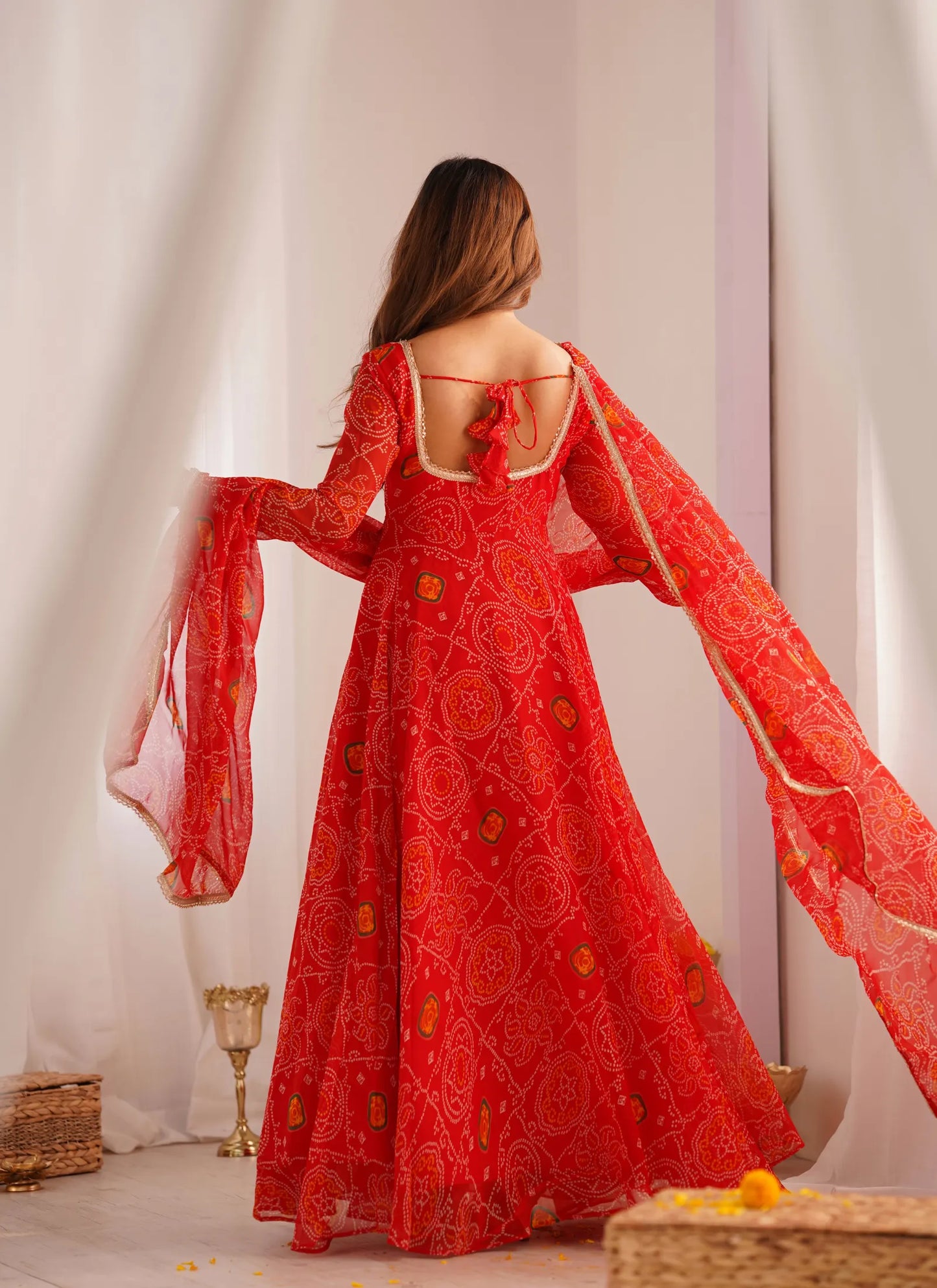 Pure Soft Lightweight Chiffon Anarkali Red