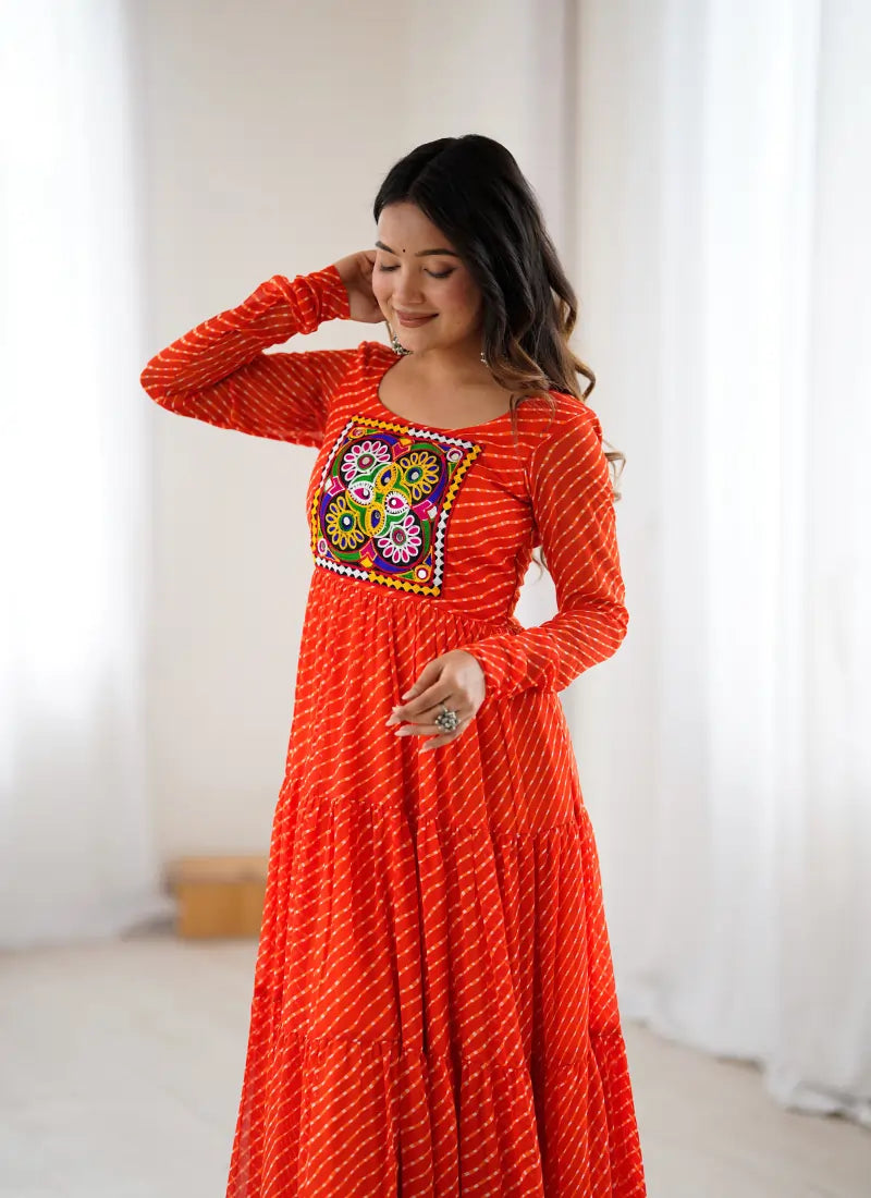 HEAVY PURE SOFT FOX GEORGETTE LAHERIYA PRINT ANARKALI
