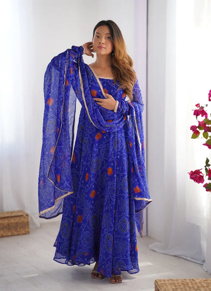 Pure Soft Lightweight Chiffon Anarkali Blue
