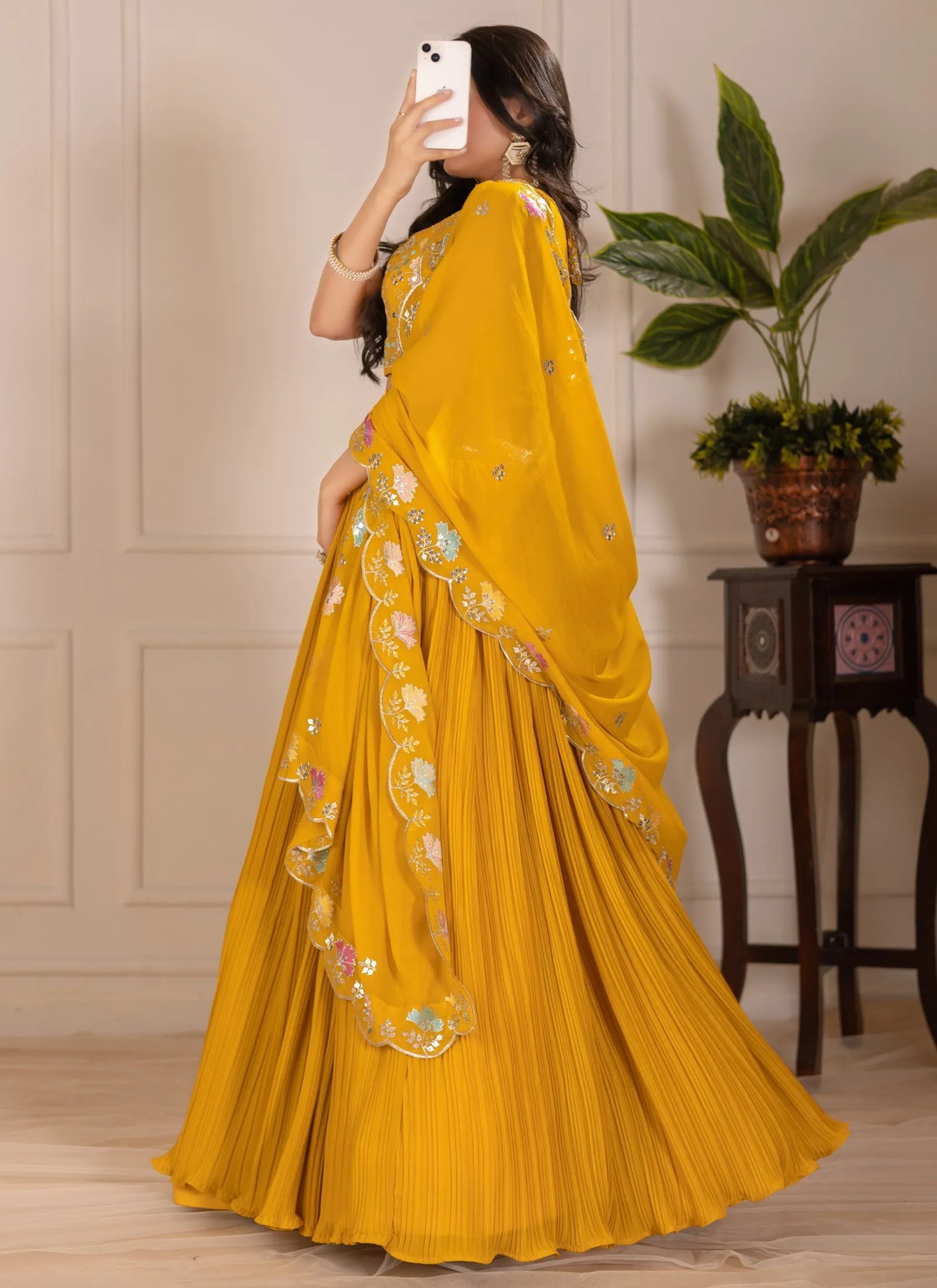 Yellow Fox Georgette Lehenga Choli