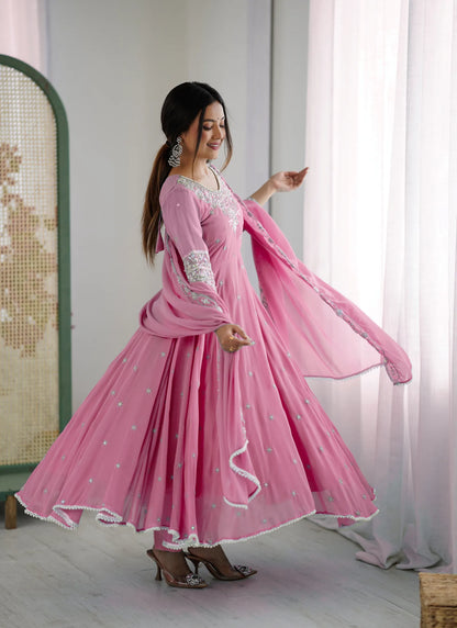 Pink Rembo Sequence Designer Anarkali Suit