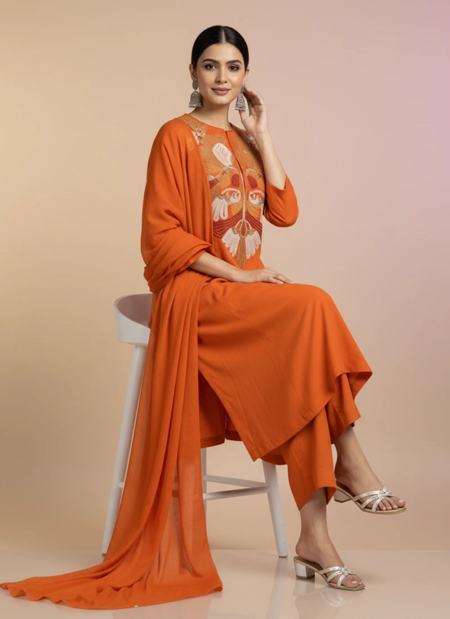 Mrugna Anarkali Plazzo Set Orange