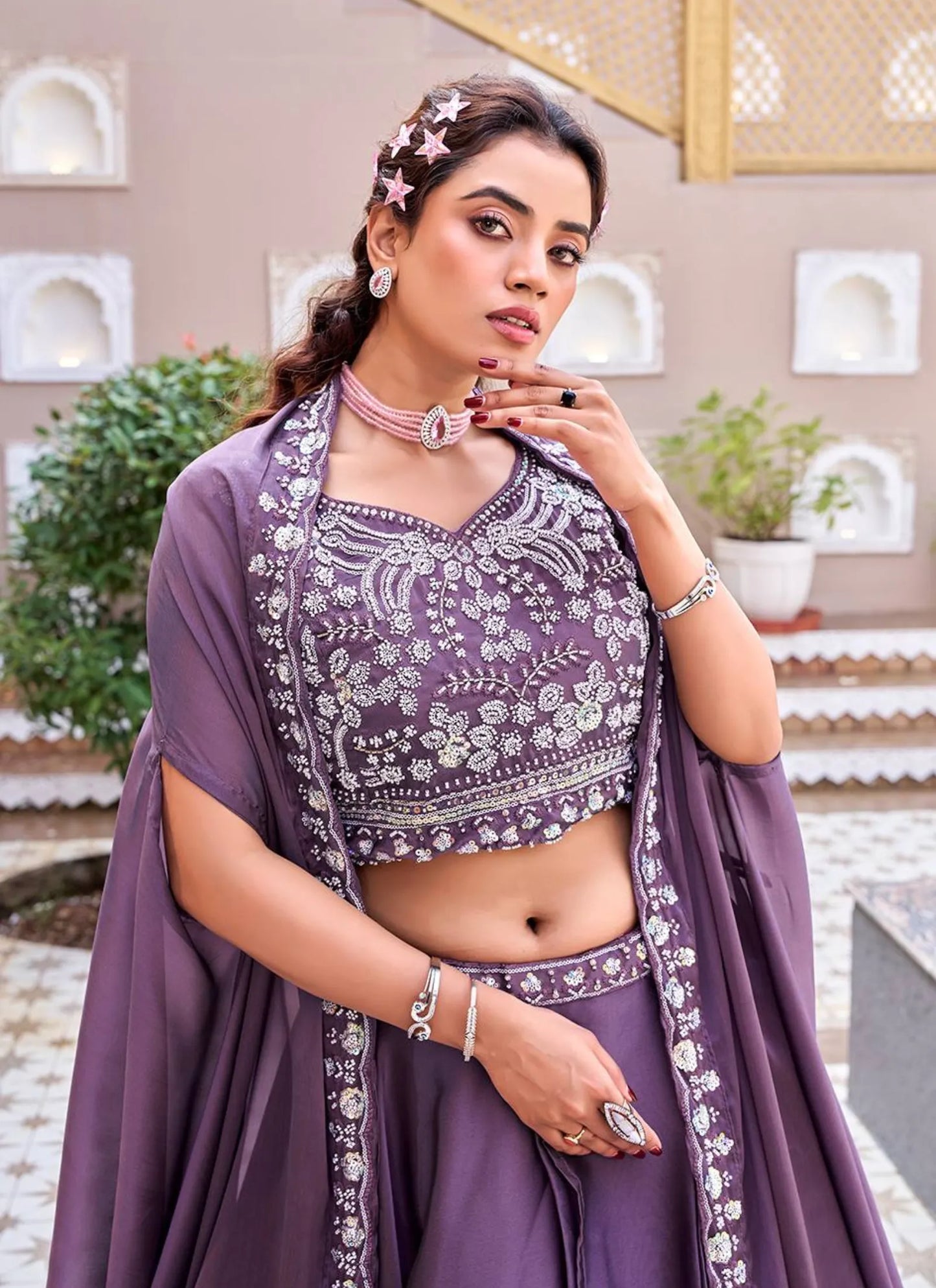 Purple Pure Rangoli Silk Lehenga Choli