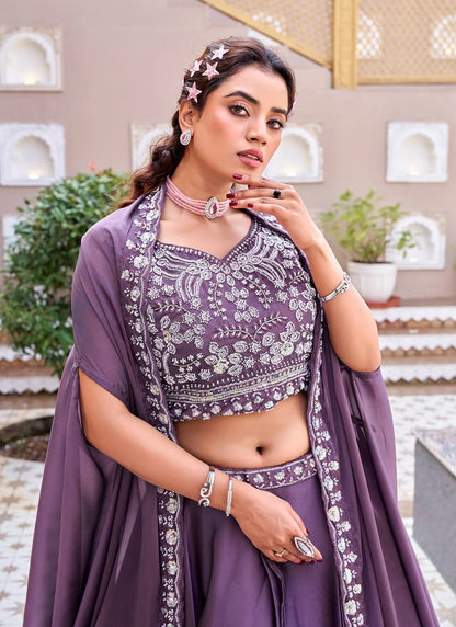 Purple Pure Rangoli Silk Lehenga Choli