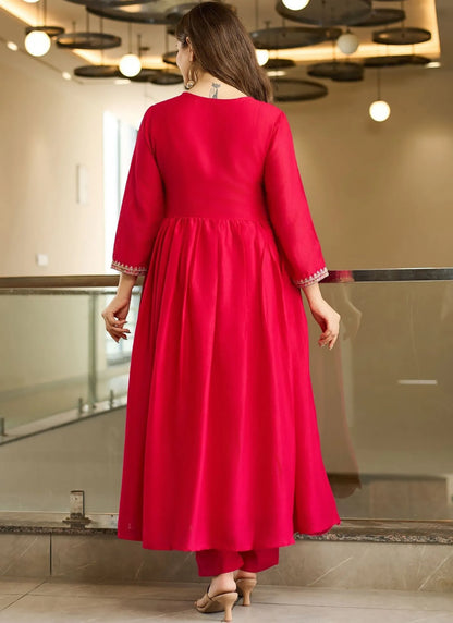 Pink Kent Sharara Anarkali Suit