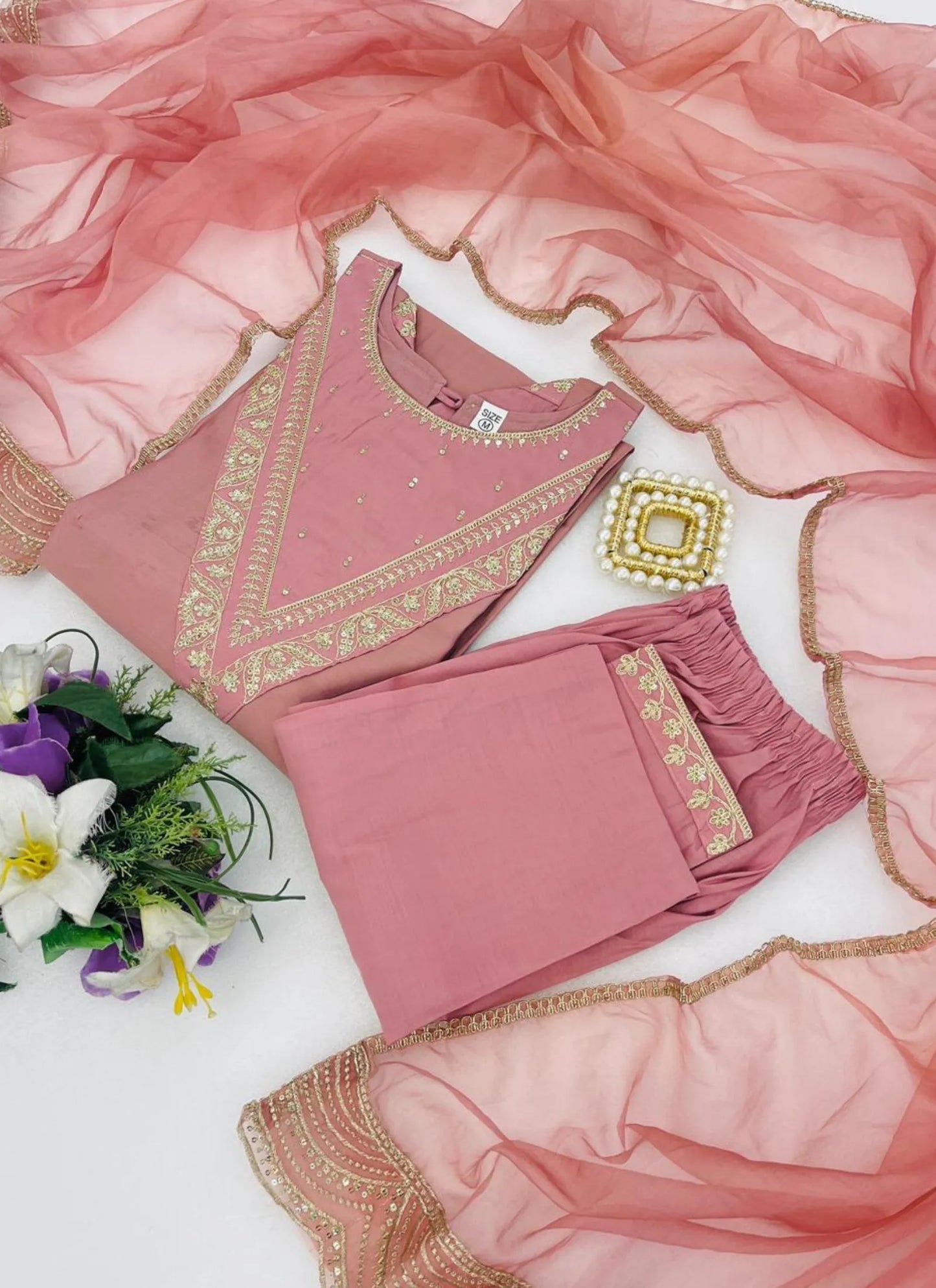 Light Pink Heavy Roman Kurta Suit