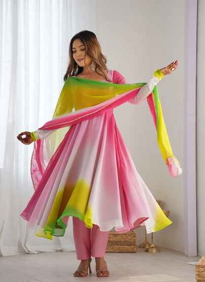 Heavy Pure Soft Fox Georgette Anarkali Multicolor