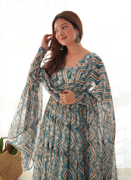 Pure Soft Fox Georgette Anarkali Light Blue
