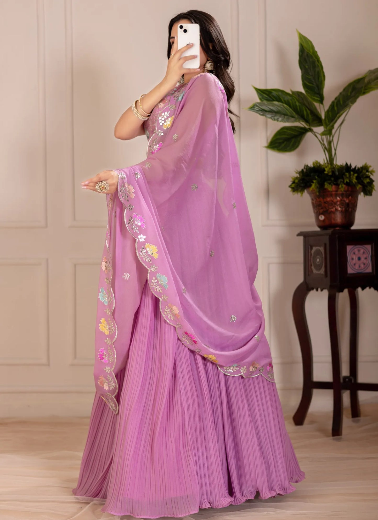 Pink Fox Georgette Lehenga Choli
