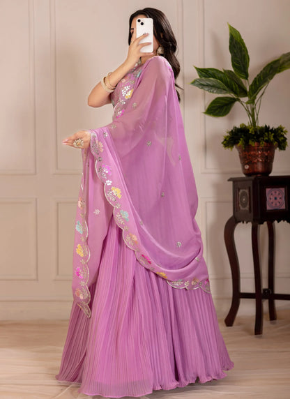 Pink Fox Georgette Lehenga Choli