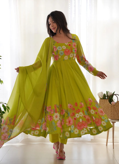 Pure Soft Organja Silk Anarkali Liril