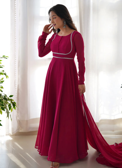 Pure Soft Fox Georgette Anarkali Pink