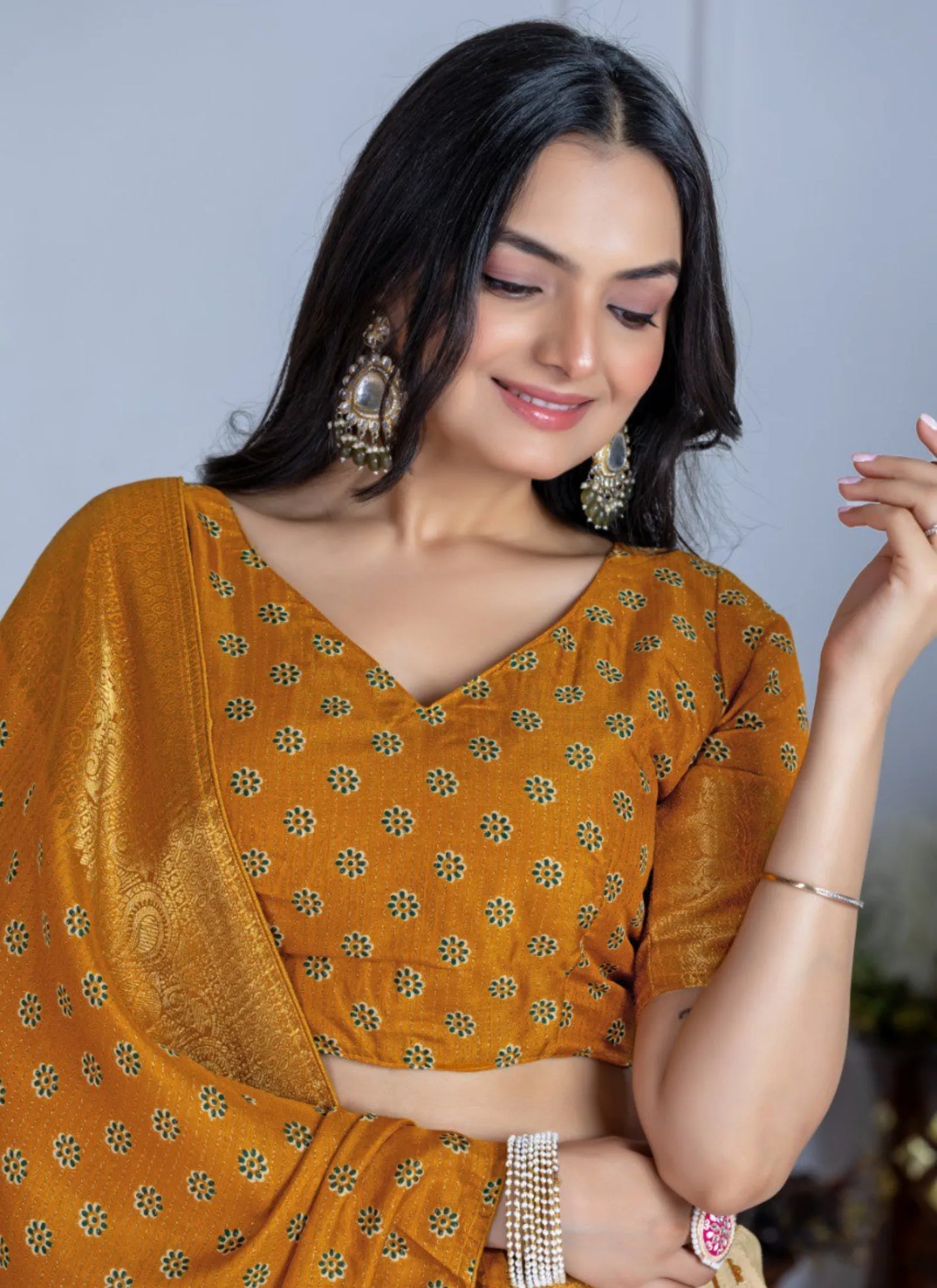 Yellow Heavy Lichi Fabric Lehenga Choli