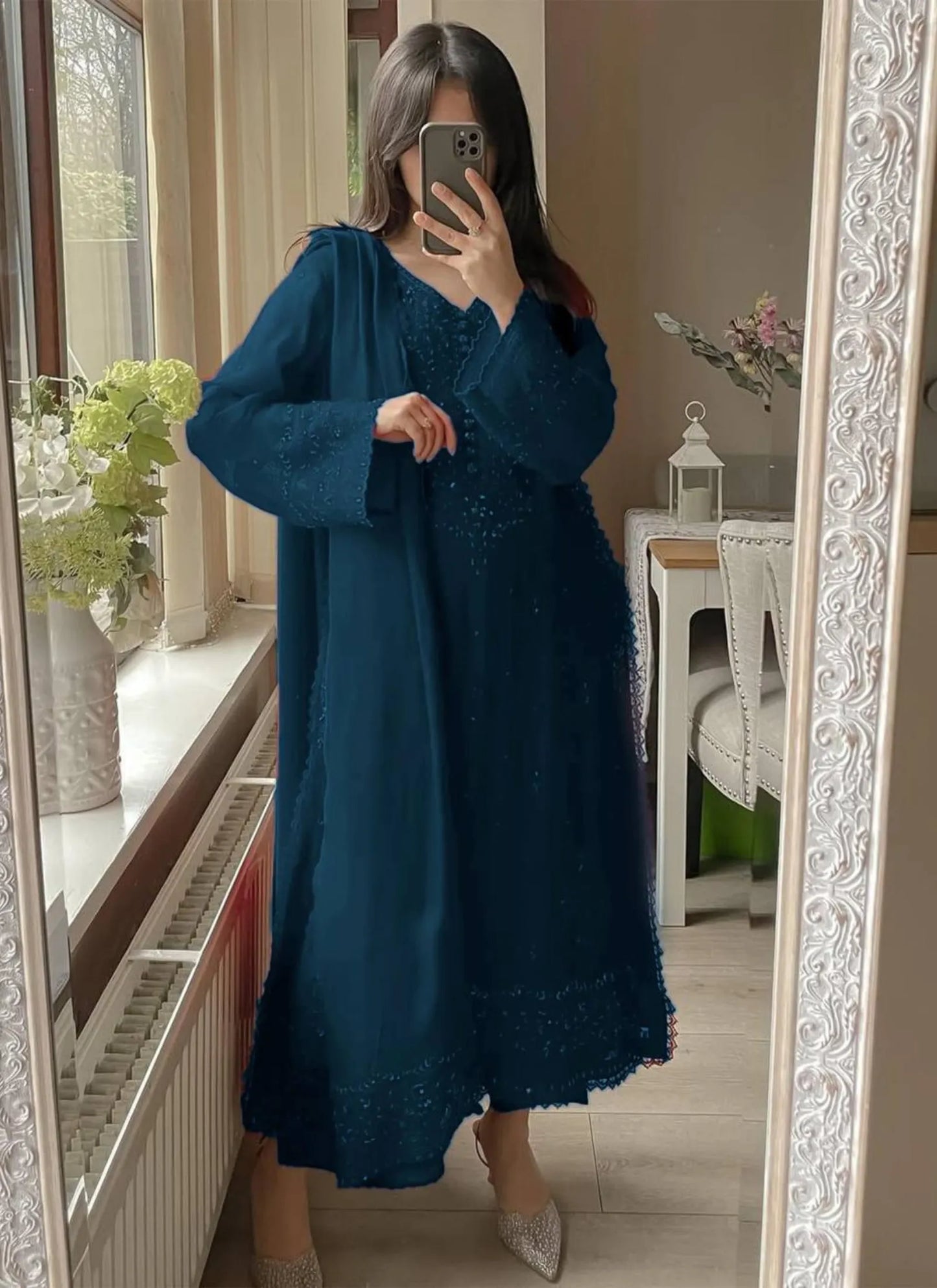 Premium Georgette Embroidery Salwar Suit Blue