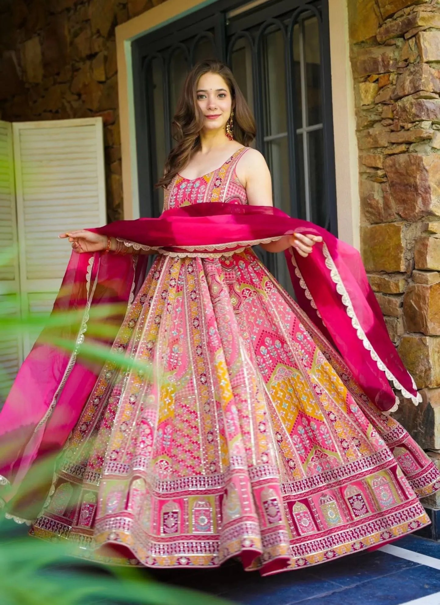 Pure Organza Silk Anarkali Gown Red