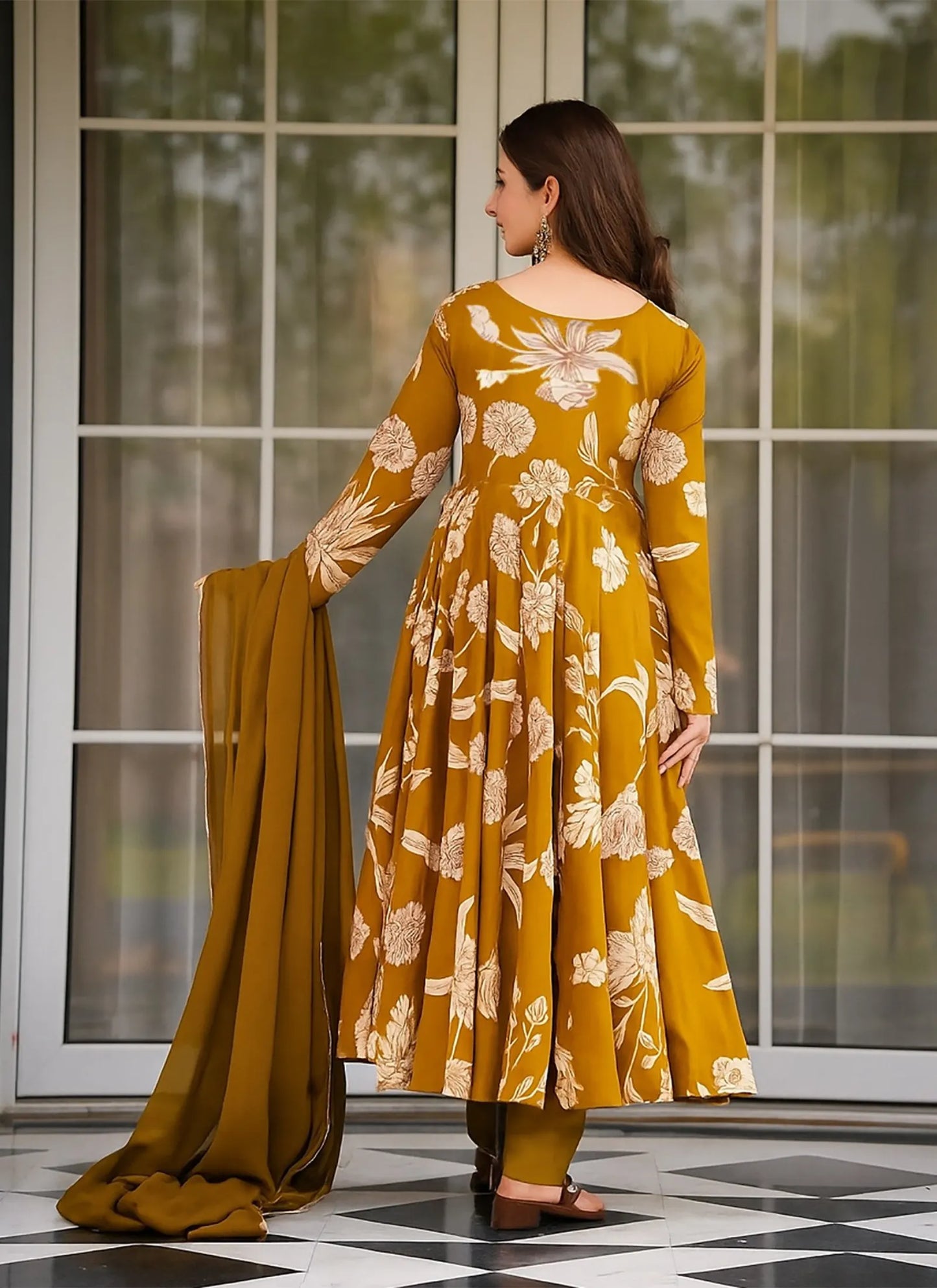Vaani Anarkali Suit Mustard