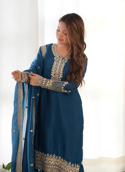 Peacock Pure Chinon Silk Kurta Set