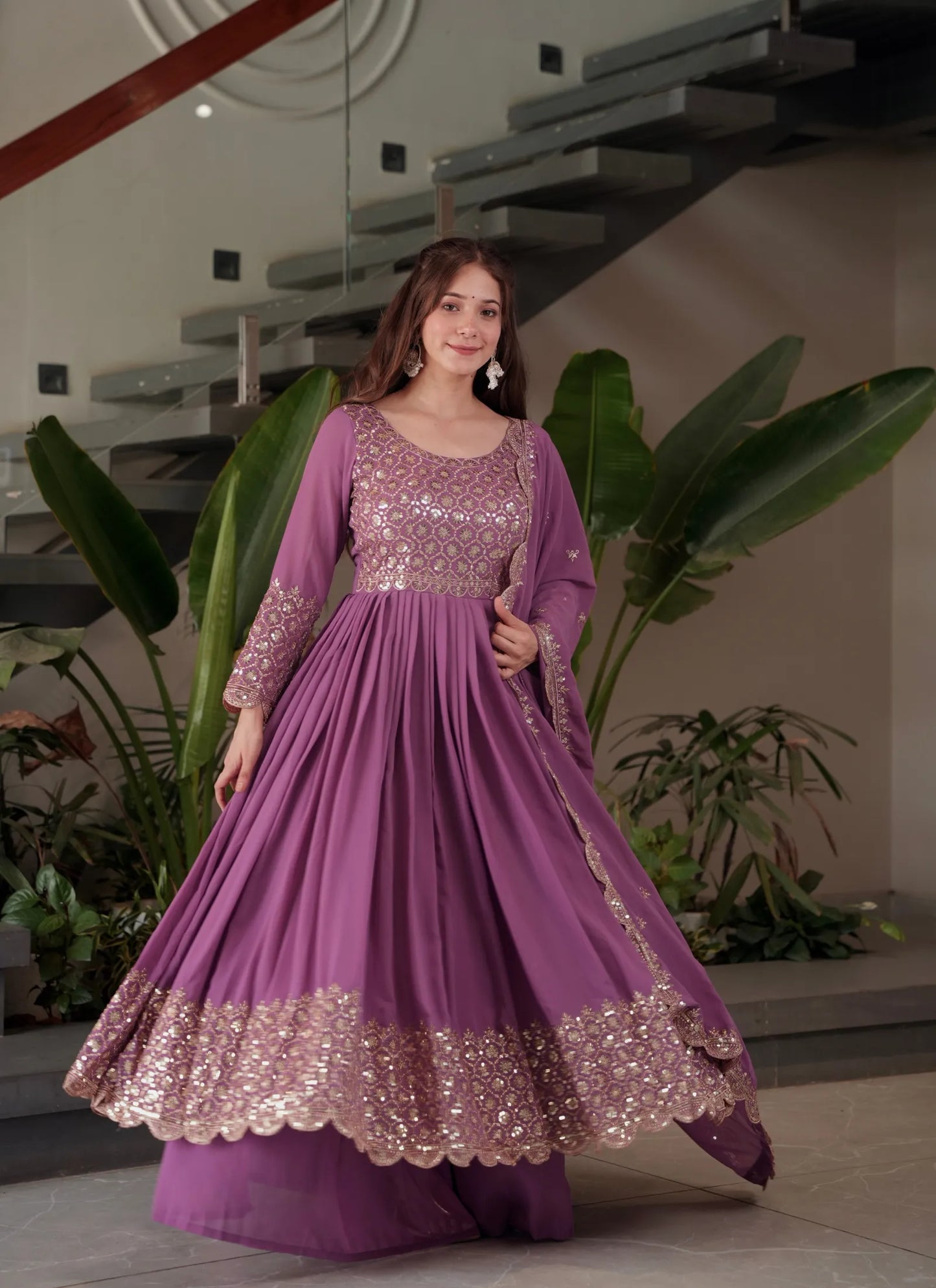 Heavy Faux Georgette Sharara Suit