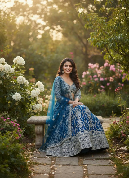 Regal Embroidered Lehenga Choli Blue