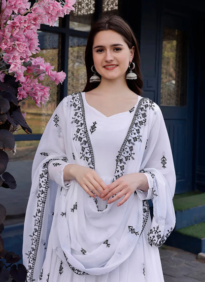 Nandani Anarkali Gown White