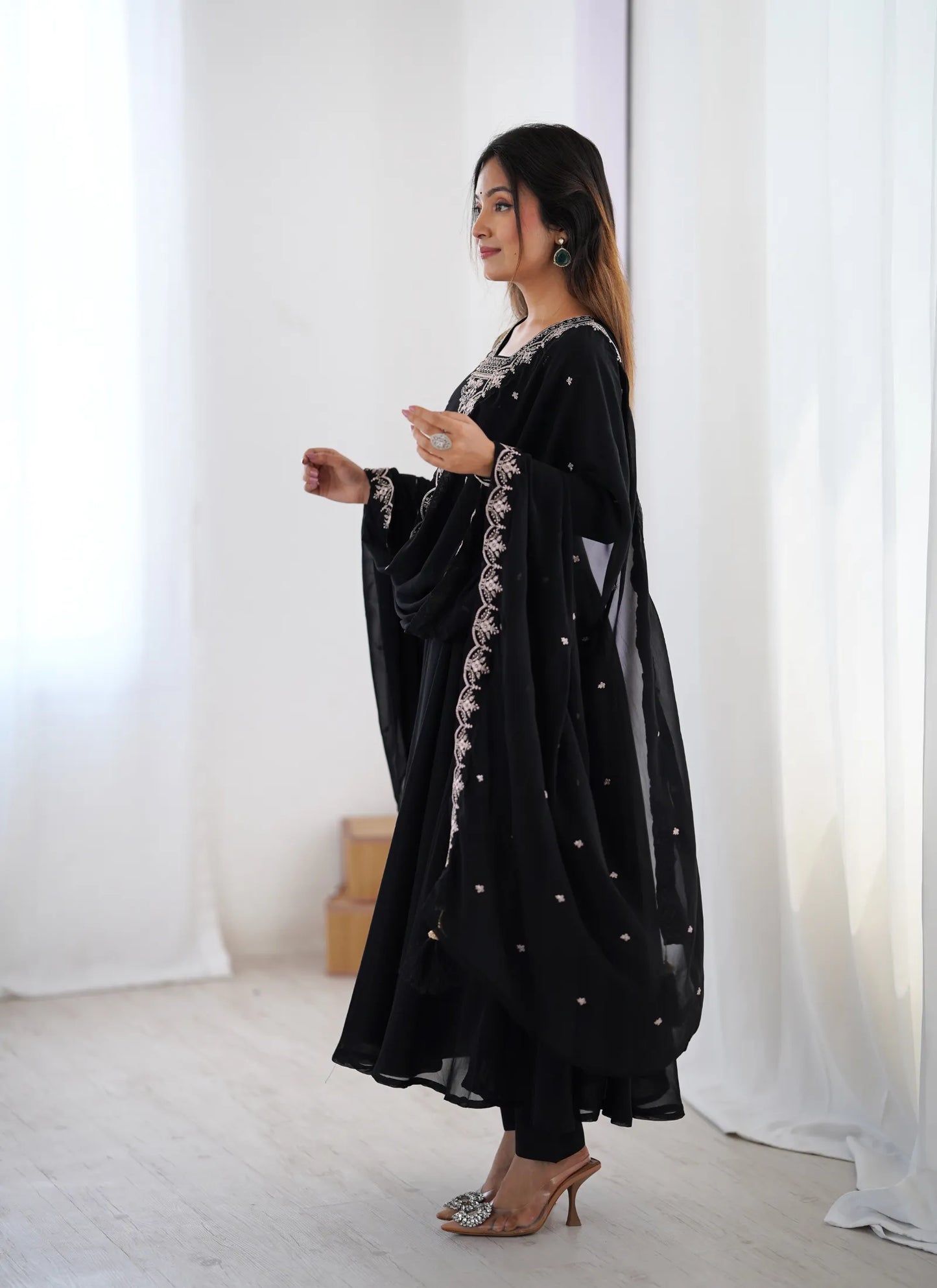 Pure Soft Fox Georgette Anarkali Black