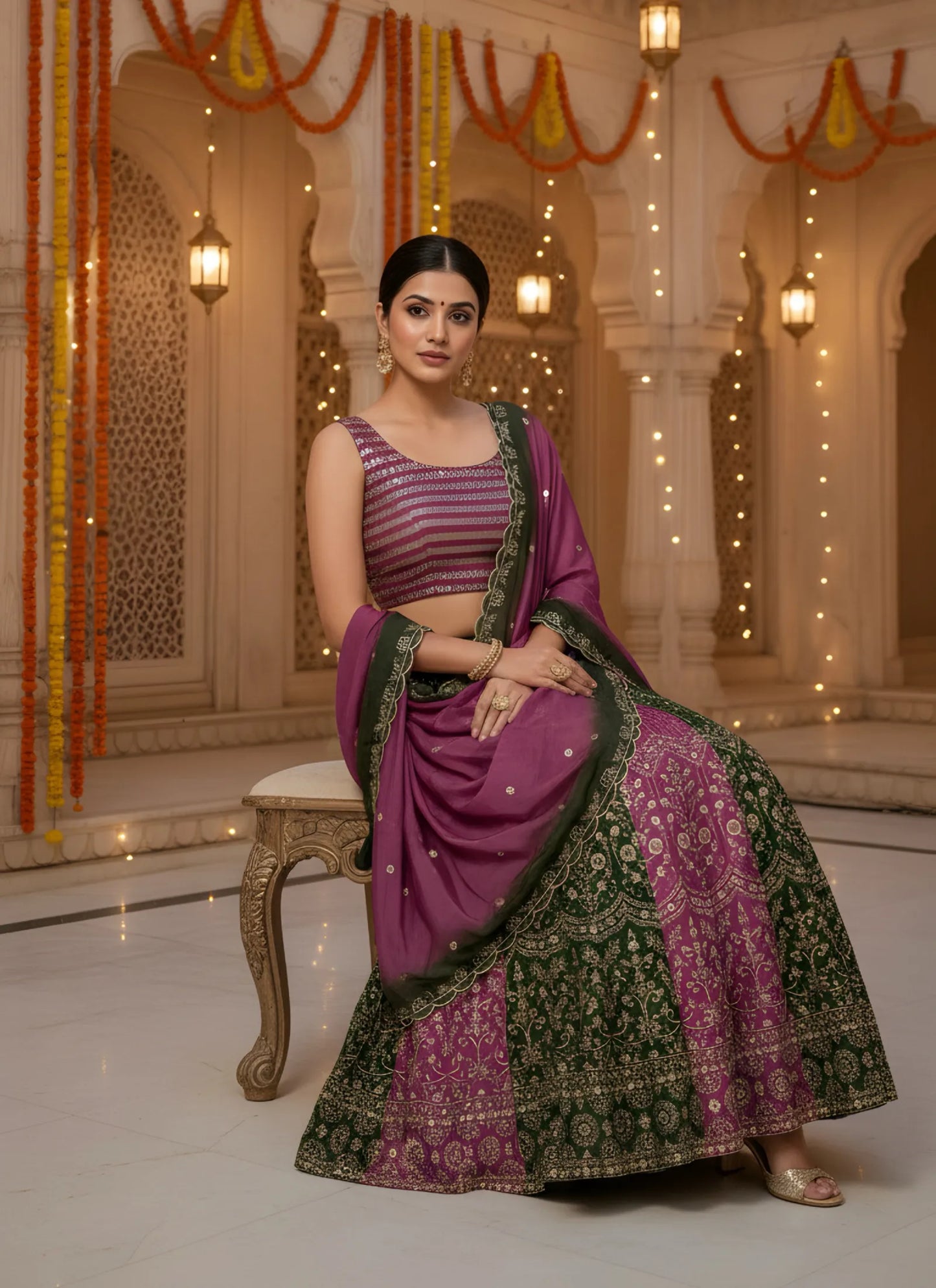 Deep Embroidered Lehenga Choli Multicolor