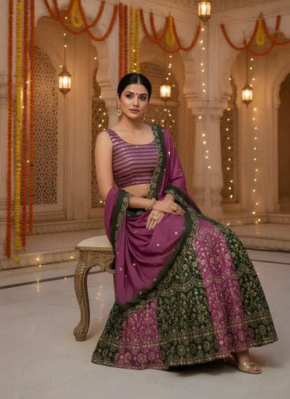 Deep Embroidered Lehenga Choli Multicolor