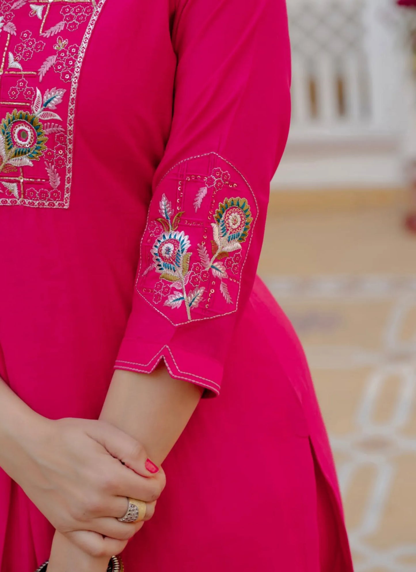 Pink Pure Viscose Designer Kurta Set