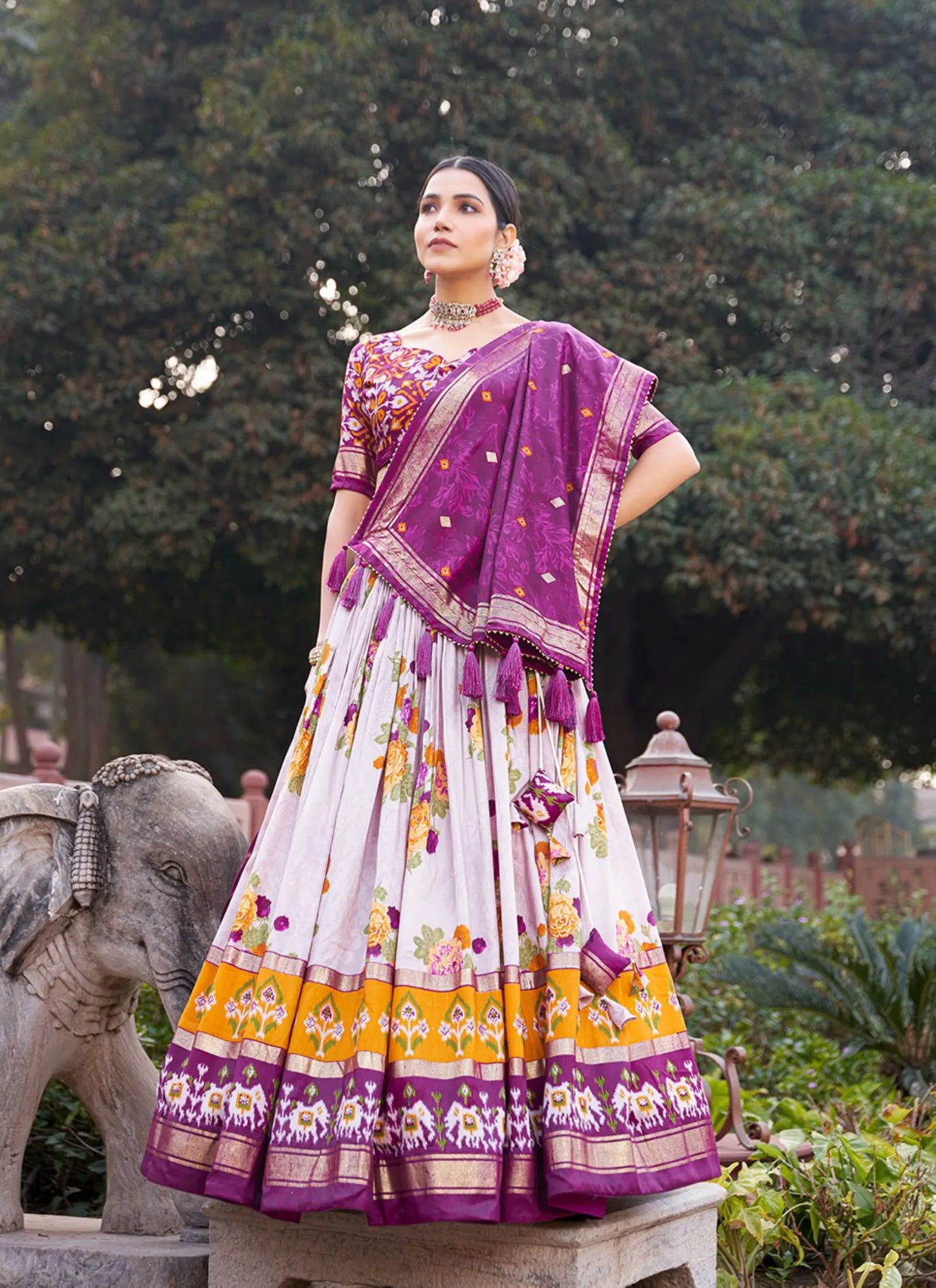 Purple Floral Print Lehenga Choli