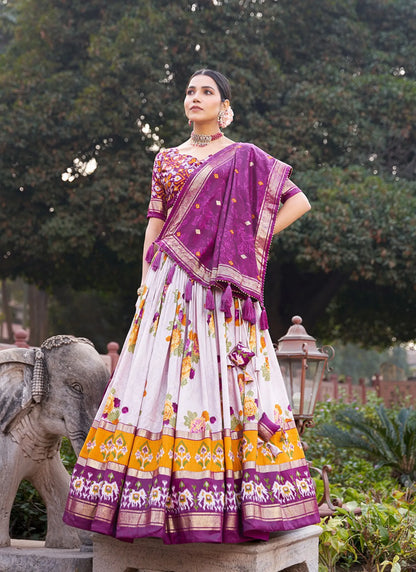 Purple Floral Print Lehenga Choli