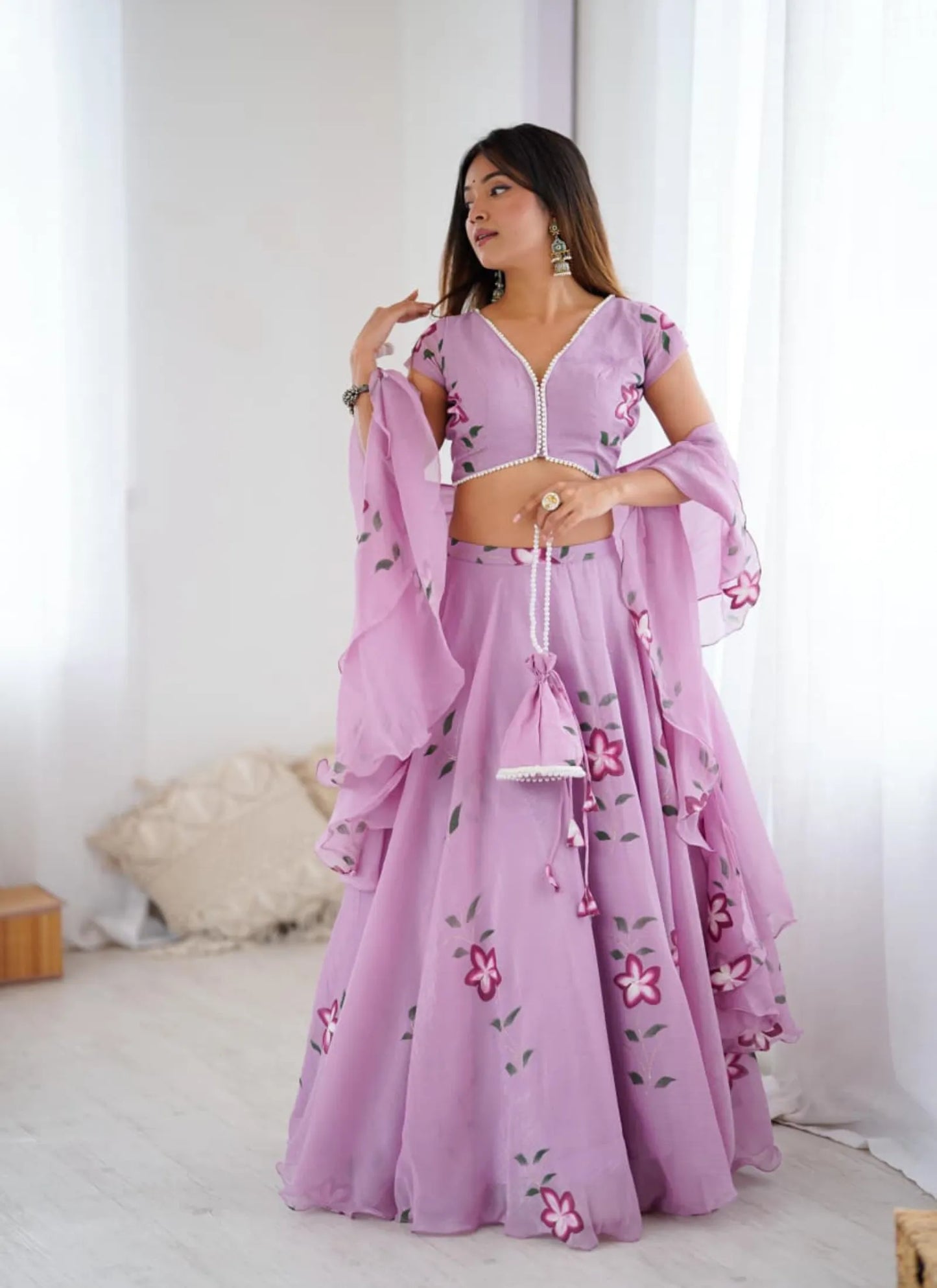 Fandy Handpaint Lehenga Choli Mauve