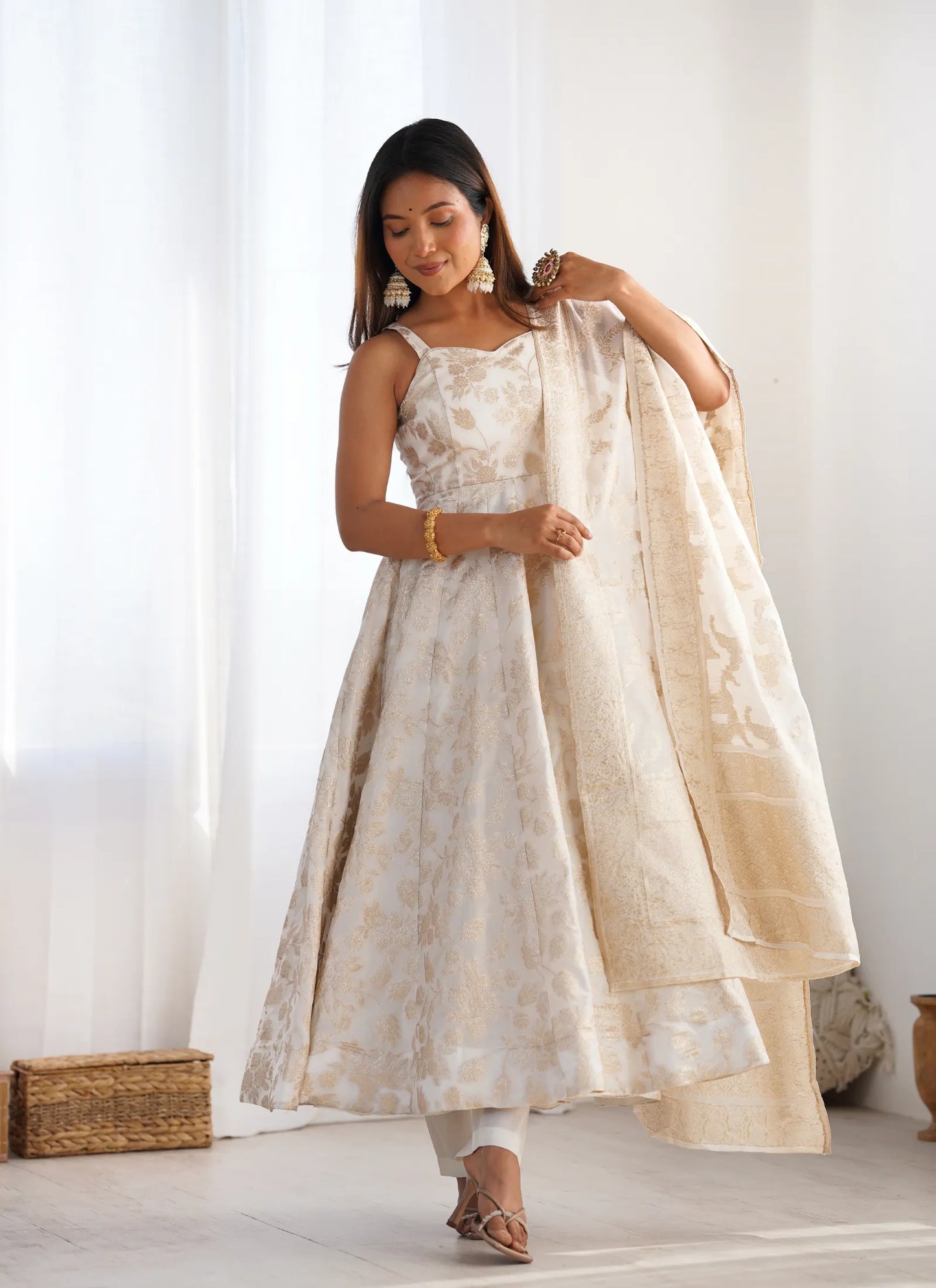 Fancy Banarasi Jacquard Anarkali Suit