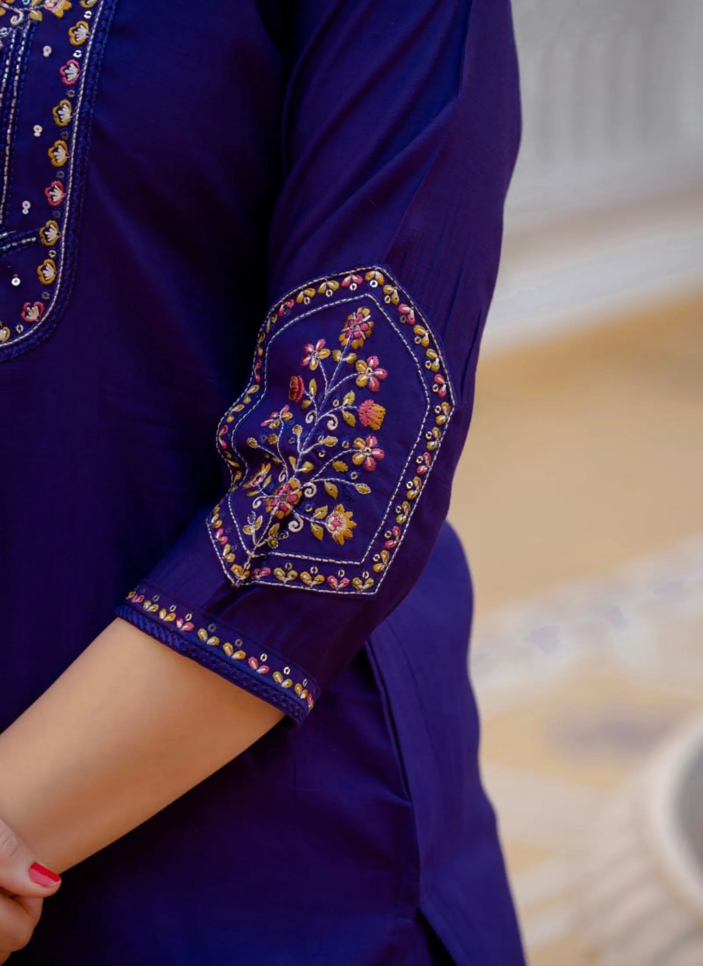 Purple Pure Viscose Designer Kurti Set