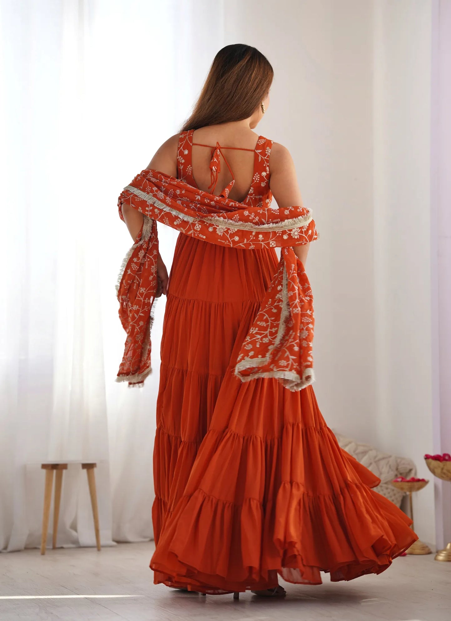 Pure Soft Georgette Anarkali Rust