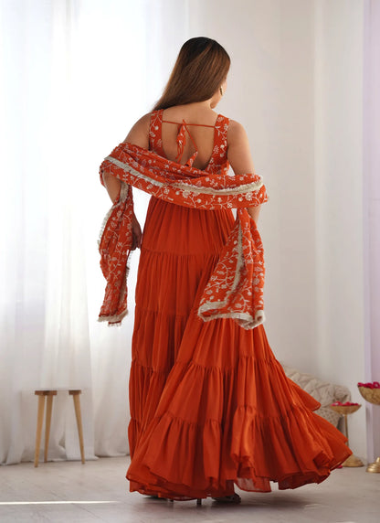 Pure Soft Georgette Anarkali Rust