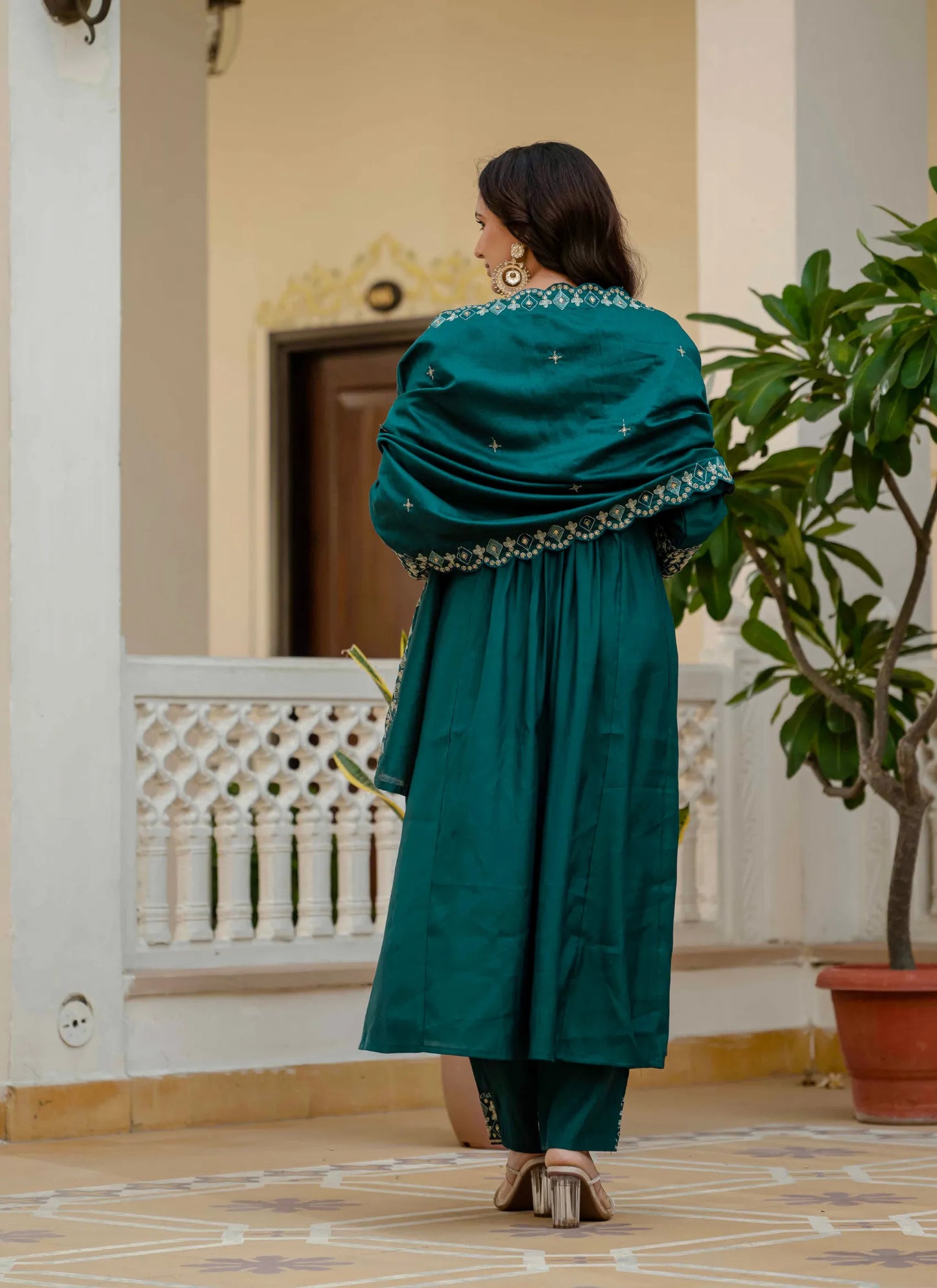 Beautiful Roman Silk Anarkali Kurti Teal