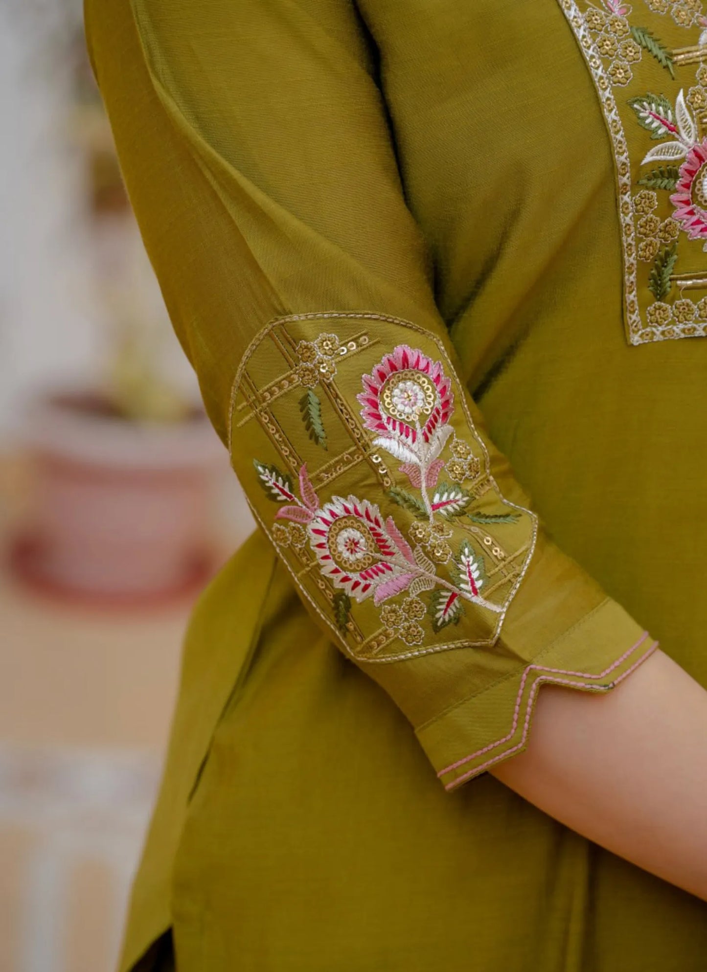 Mehndi Pure Viscose Designer Kurta Set