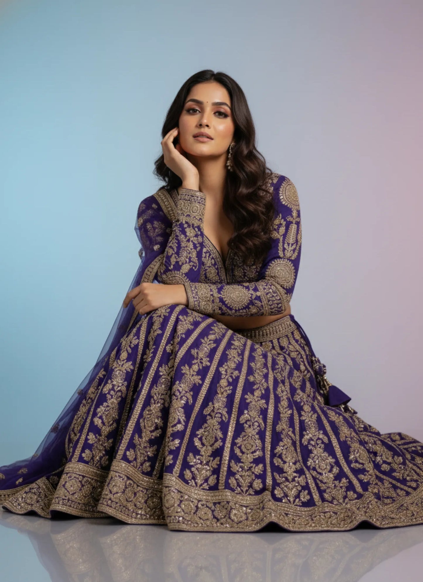 Premium Heavy Slub Silk Lehenga Choli Blue