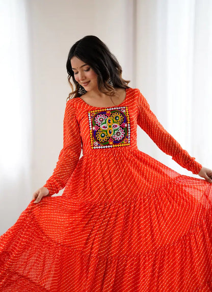 HEAVY PURE SOFT FOX GEORGETTE LAHERIYA PRINT ANARKALI