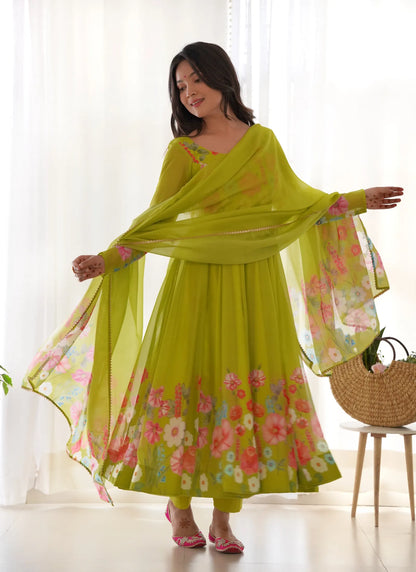 Pure Soft Organja Silk Anarkali Liril
