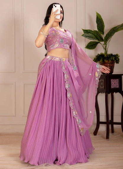 Pink Fox Georgette Lehenga Choli