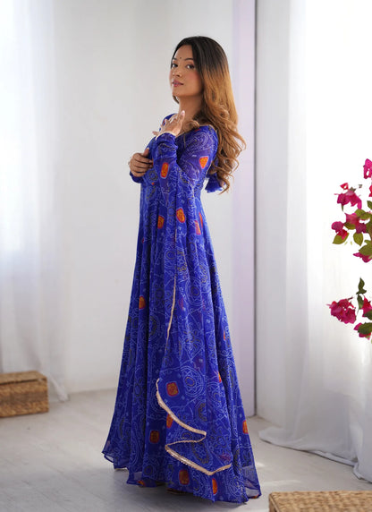 Pure Soft Lightweight Chiffon Anarkali Blue