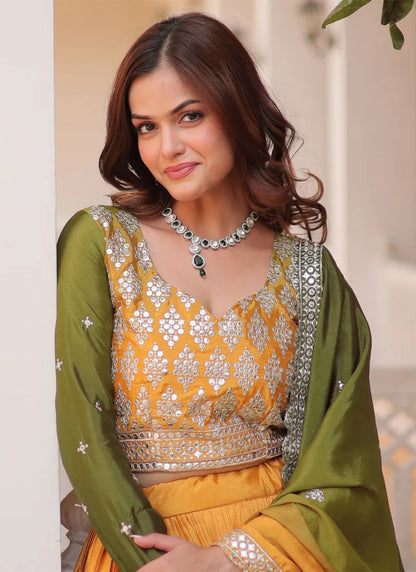 Embllished Semi Stitched Lehenga Choli