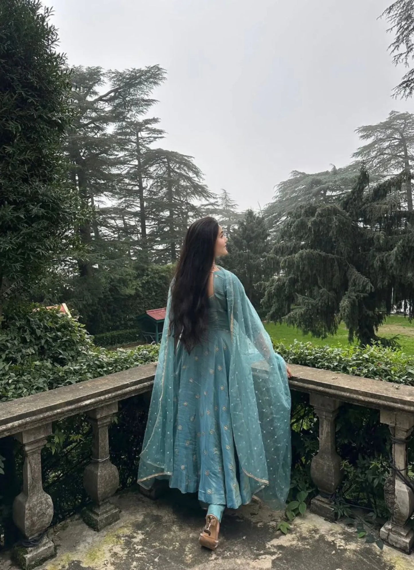 Premium Barbary Silk Designers Kurta Set Sky