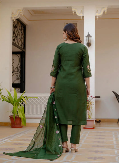 Green Pure Viscose Designer Kurta Set