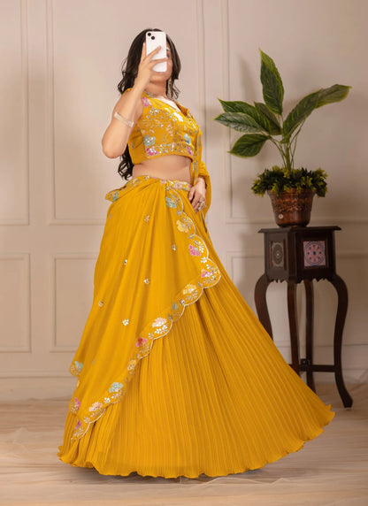 Yellow Fox Georgette Lehenga Choli